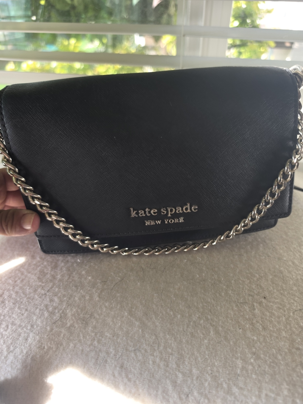 kate spade New York Black Crossbody Bag with Silver Chain - Picture 4 of 6
